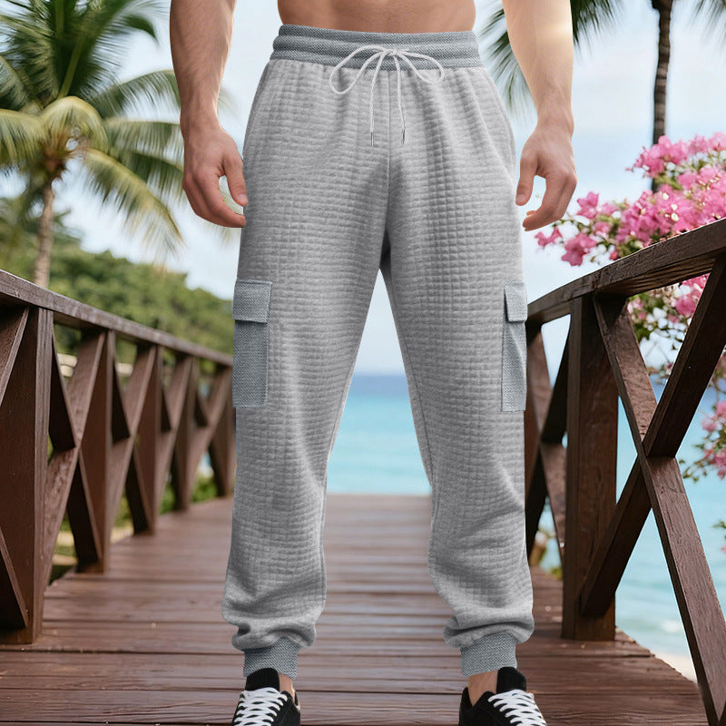 Herren Texturierte Cargo-Jogginghose mit Tunnelzug, aufgesetzten Klappentaschen und gerippten Bündchen Drune