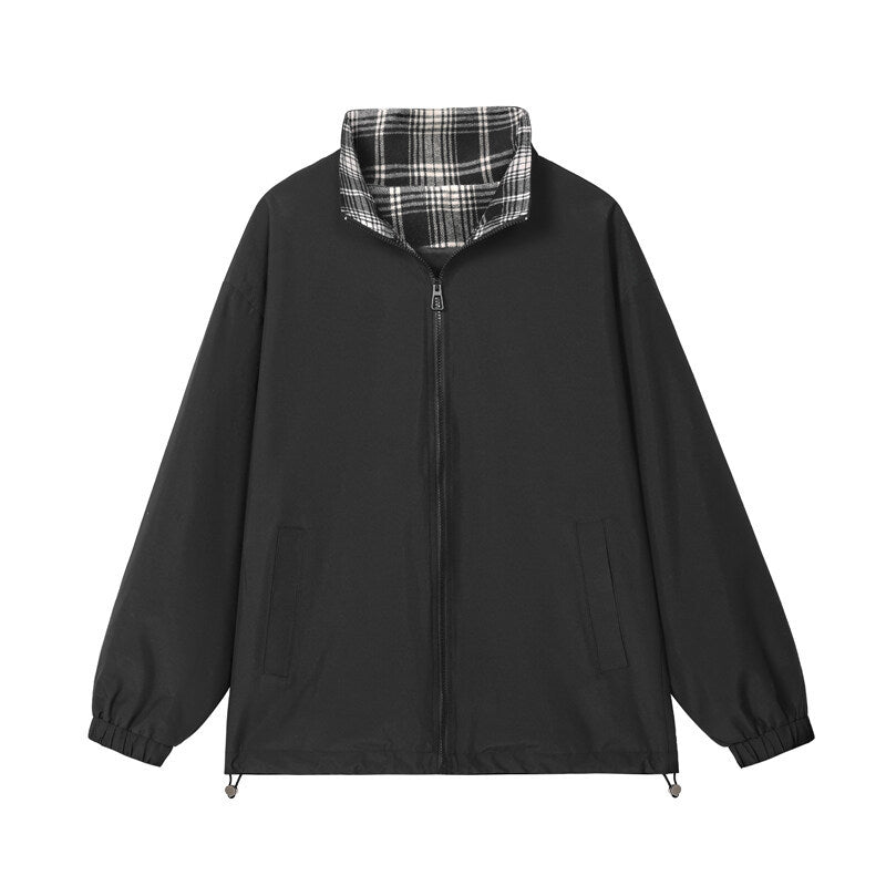Unisex Trendige Übergangsjacke mit hohem Kragen und lässigem Schnitt Drune