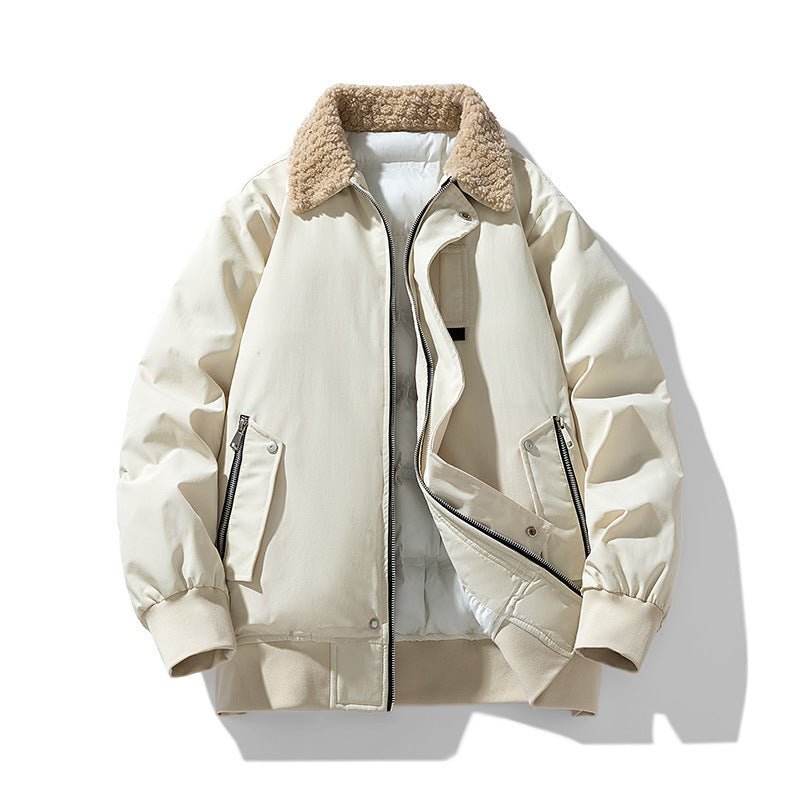 Men's  premium sherpa-collar insulated aviator bomber with storm flap and zippered angled pockets Drune