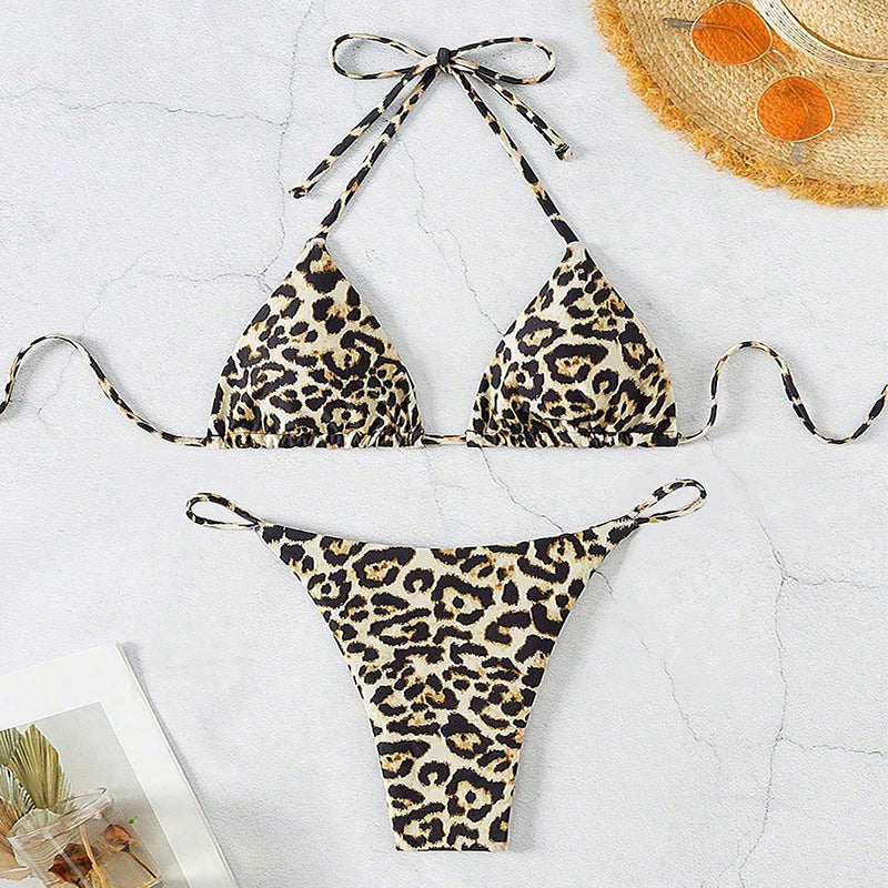 Damen Triangel-Bikini mit modischem Leopardenmuster Drune