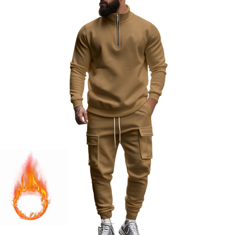Herren nan sportlicher Cargo-Jogginganzug mit Troyerkragen Drune