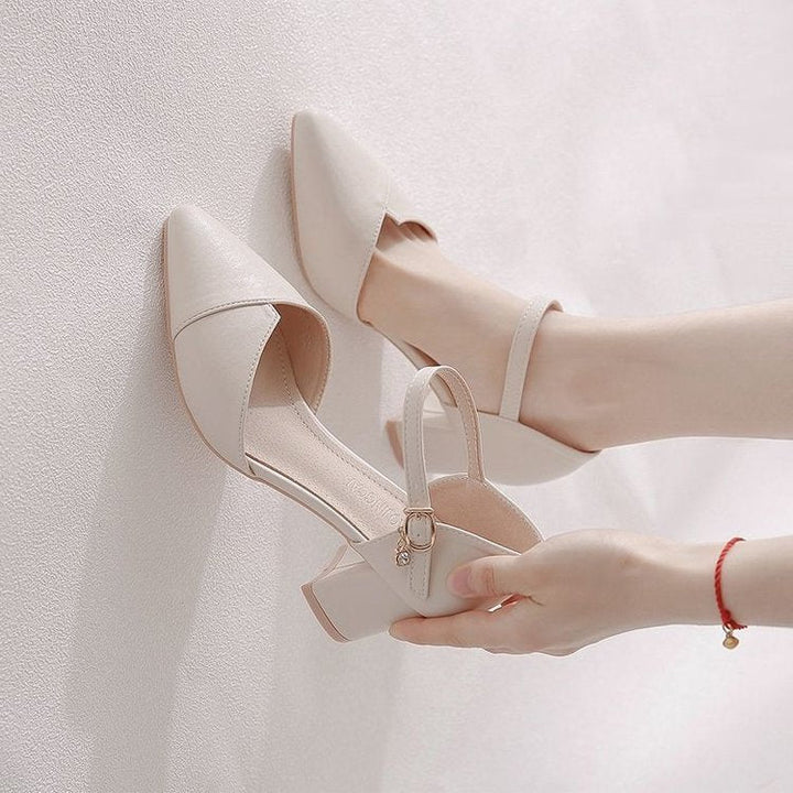 Damen elegante Halbschuhe mit modischer Schnallenverzierung und stabilen Blockabsatz Drune
