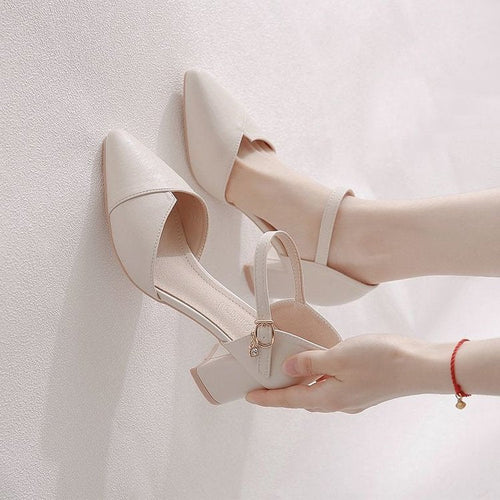 Damen elegante Halbschuhe mit modischer Schnallenverzierung und stabilen Blockabsatz Drune