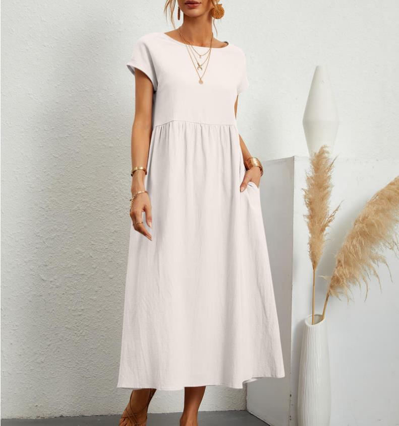 Damen lässiges Midikleid mit elegantem Schnitt und praktischen Taschen Drune