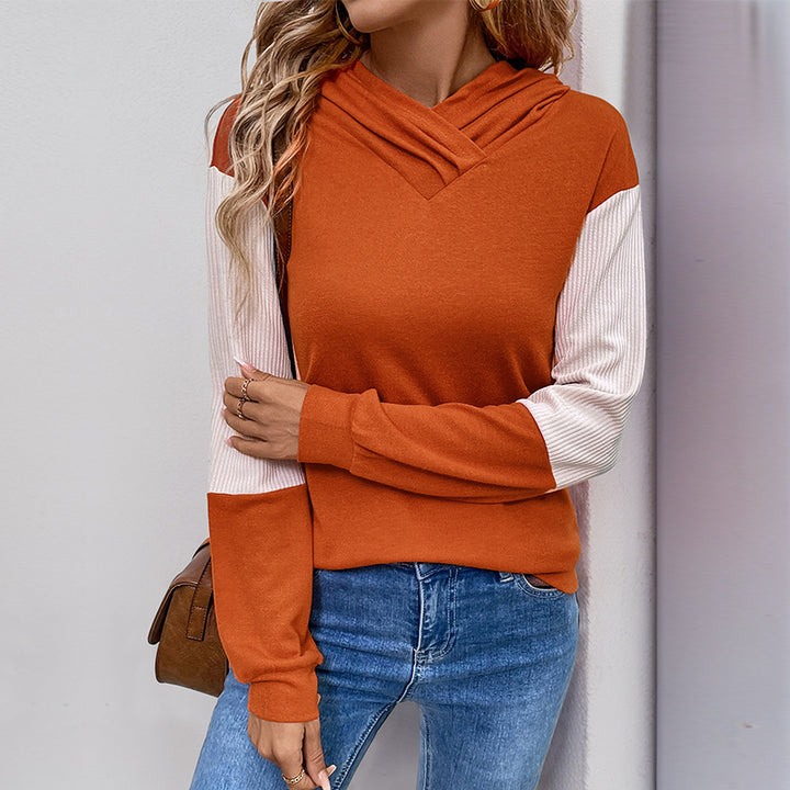 Damen Hoodie mit modernem V-Ausschnitt und strukturierter Ärmelgestaltung Drune