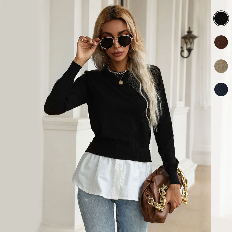 Damen Layering-Pullover mit Hemdoptik und feinem Feinstrick Drune