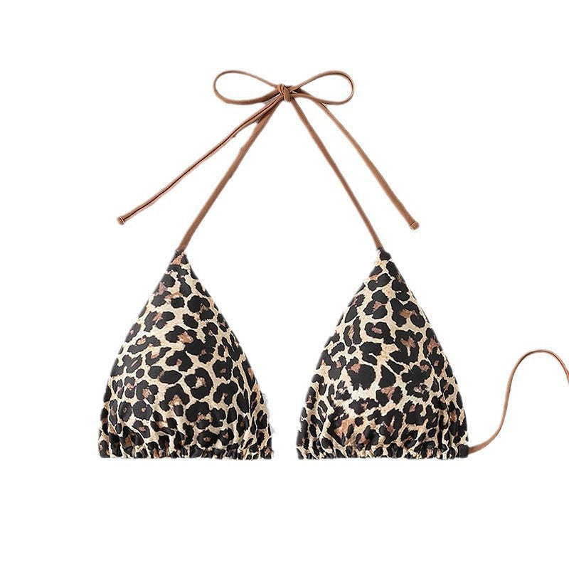 Damen Dreieck-Bikini mit Leo-Muster und verstellbaren Bindebändern Drune