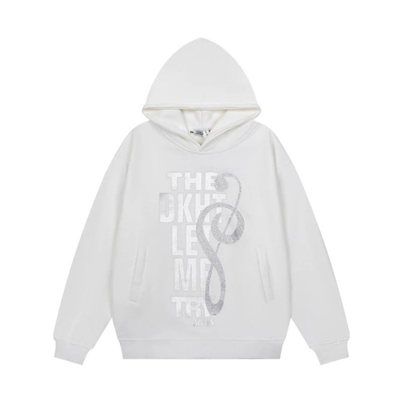 Damen Kapuzenpullover mit Strass-Frontprint, Relaxed-Fit und seitlichen Eingrifftaschen Drune