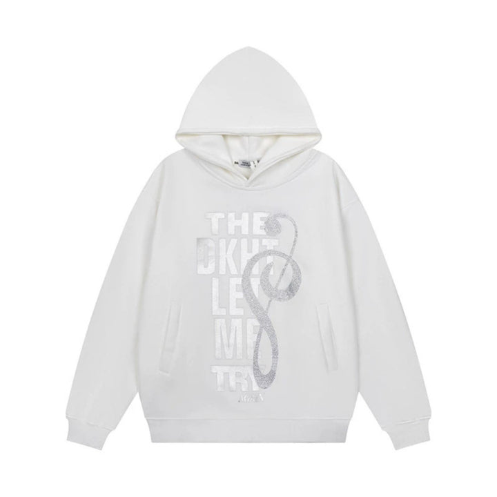 Damen Kapuzenpullover mit Strass-Frontprint, Relaxed-Fit und seitlichen Eingrifftaschen Drune