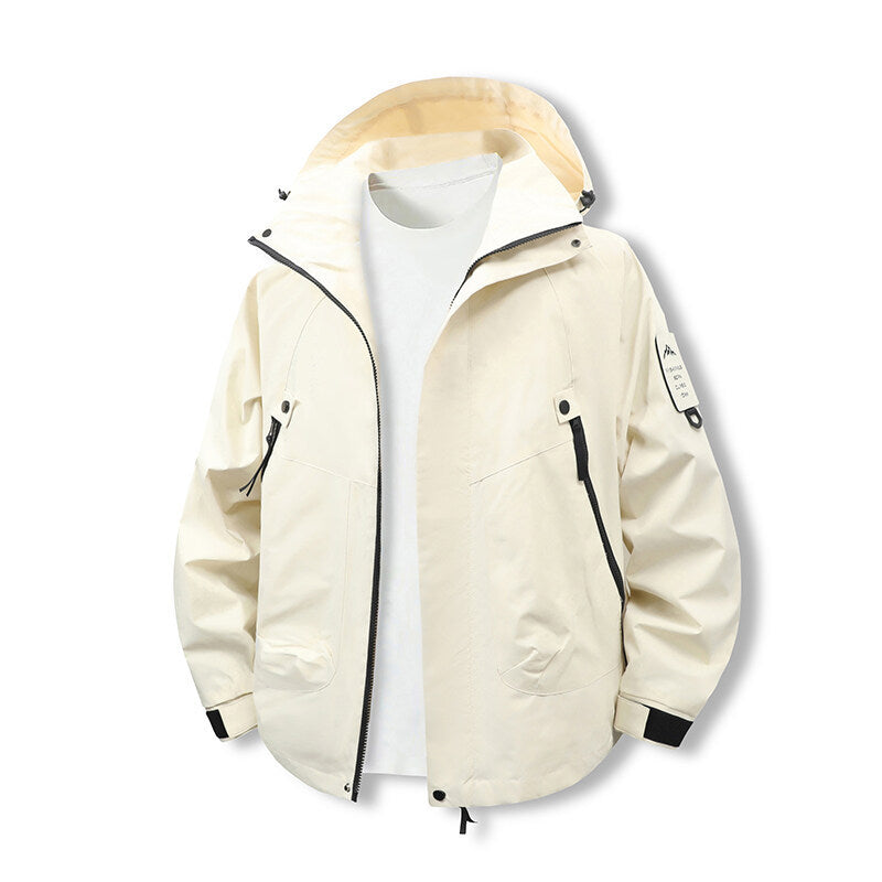 Herren funktionale und wasserabweisende Outdoor-Jacke mit verstellbarem Kapuzenkragen Drune