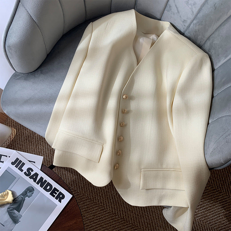 Damen Eleganter Kurzblazer mit Goldknöpfen Drune