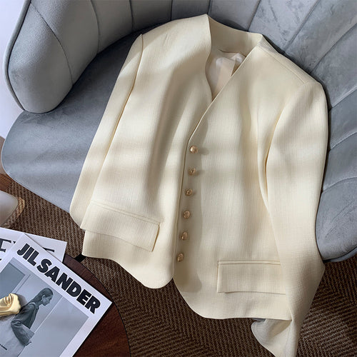 Damen Eleganter Kurzblazer mit Goldknöpfen Drune