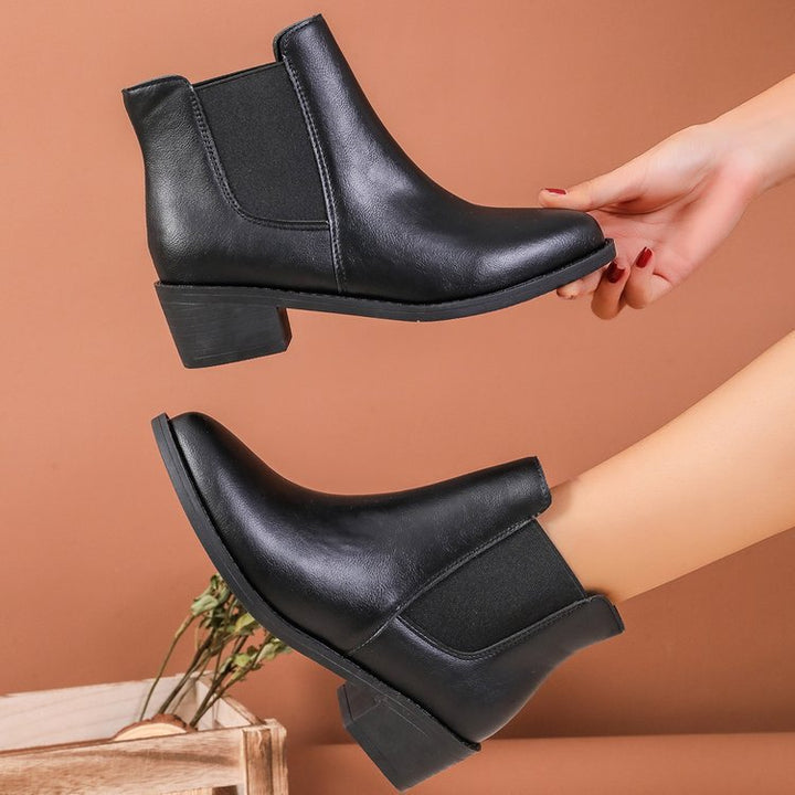 Damen Chelsea-Stiefeletten aus veganem Leder mit elastischen Seiteneinsätzen Drune