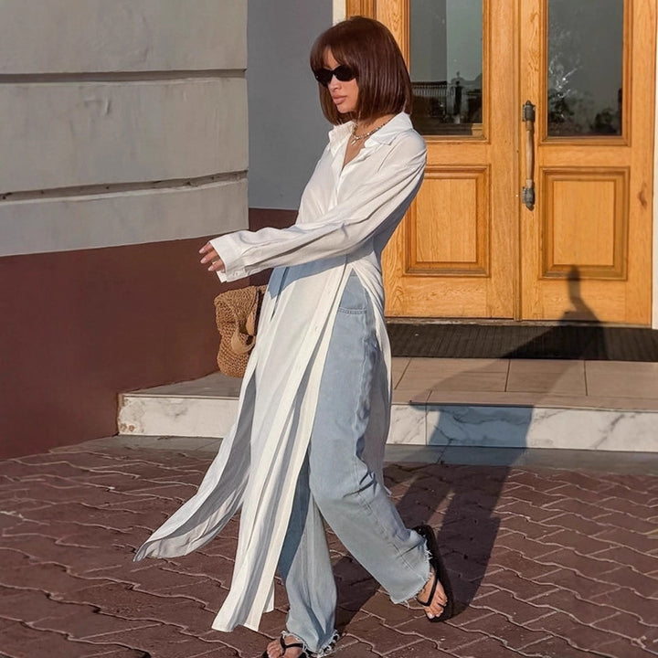 Damen Oversized Hemdbluse mit einzigartiger Taillierung Drune