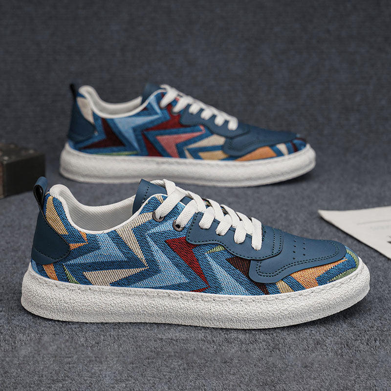 Damen Modische Sneakers mit farbenfrohem Chevron-Muster Drune