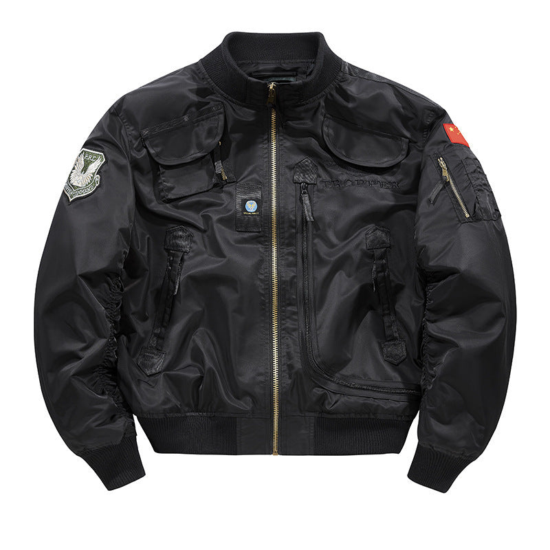 Herren Piloten-Bomberjacke mit Vintage-Utility-Taschen und klassischem Flieger-Schnitt Drune