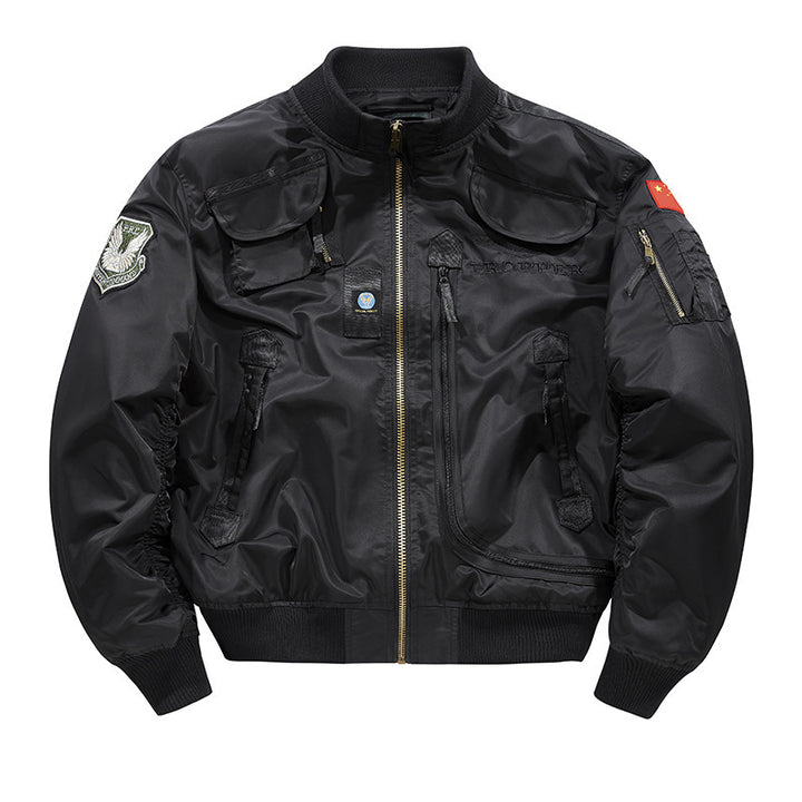 Herren Piloten-Bomberjacke mit Vintage-Utility-Taschen und klassischem Flieger-Schnitt Drune