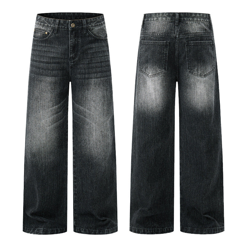 Herren Weite Vintage-inspirierte Five-Pocket-Denim-Jeans im Bodensaum-Baggy-Cut Drune