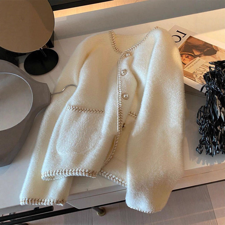 Damen Elegante Strickjacke mit Perlenverzierungen Drune