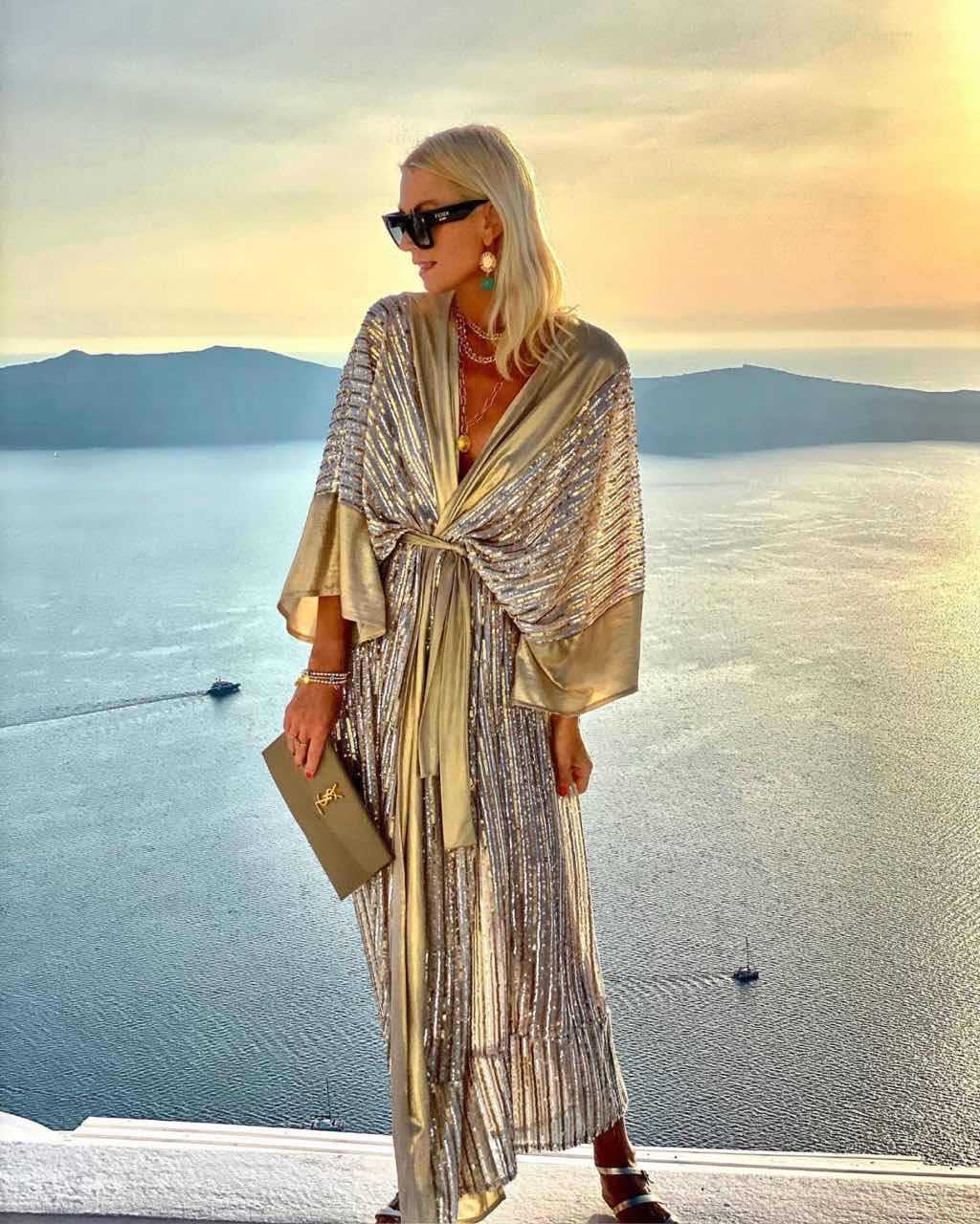 Damen Schimmernder Kaftan mit luxuriösen Details Drune