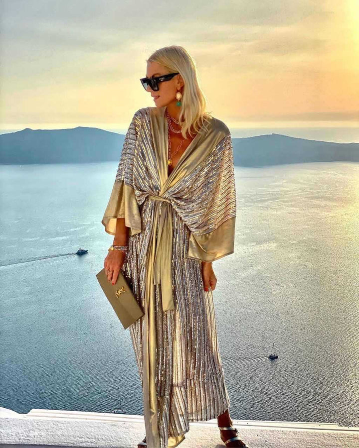 Damen Schimmernder Kaftan mit luxuriösen Details Drune