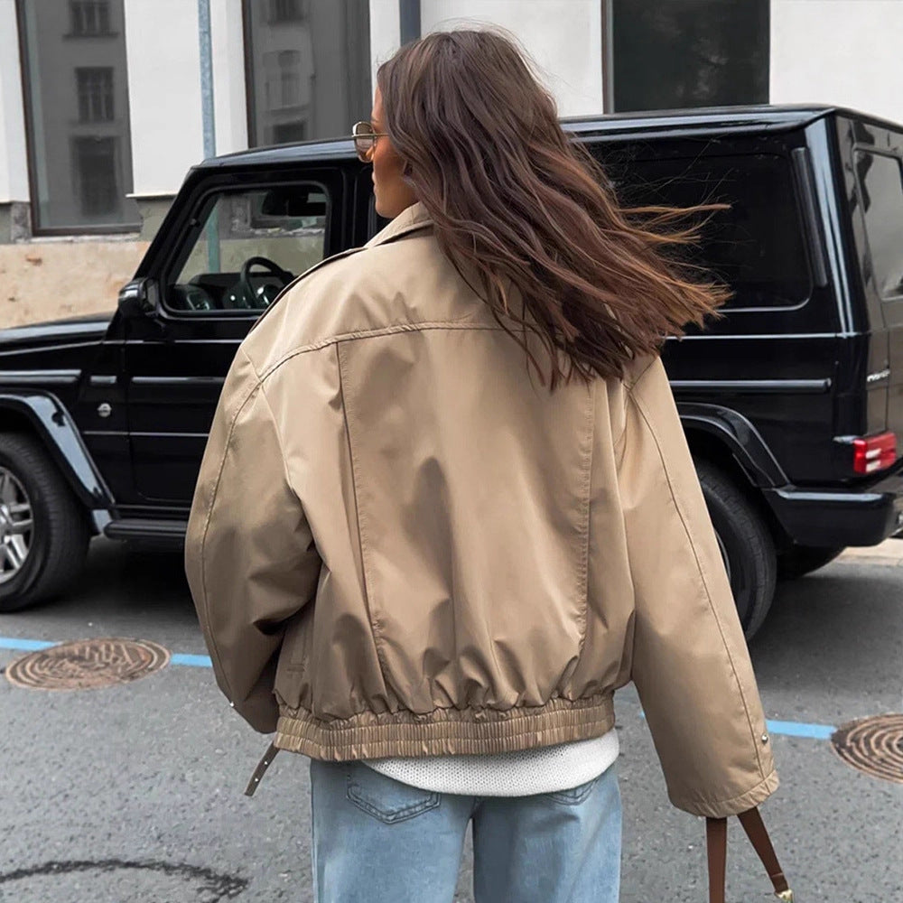 Damen lässige Oversized-Jacke mit stylischem Revers Drune