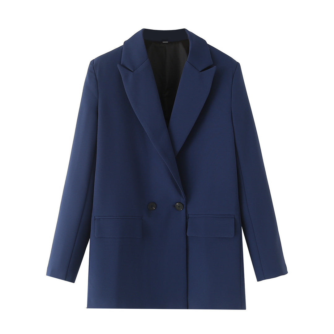 Damen nan taillierter Longblazer im Oversize-Look mit Reverskragen und Pattentaschen Drune