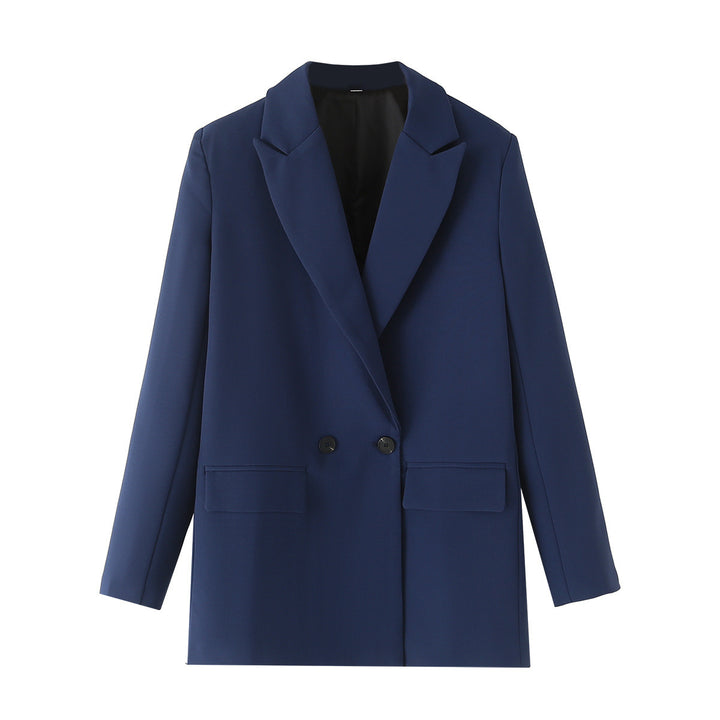 Damen nan taillierter Longblazer im Oversize-Look mit Reverskragen und Pattentaschen Drune