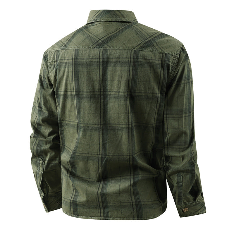 Herren nan verstärkte Utility-Hemdjacke aus Baumwoll-Twill mit Klappbrusttaschen und ergonomischer Ärmelnaht Drune