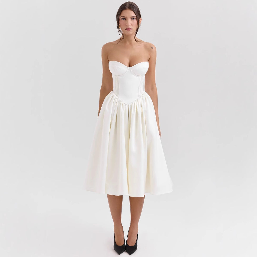 Damen Abendkleid mit strapless Design und voluminösem Rock Drune
