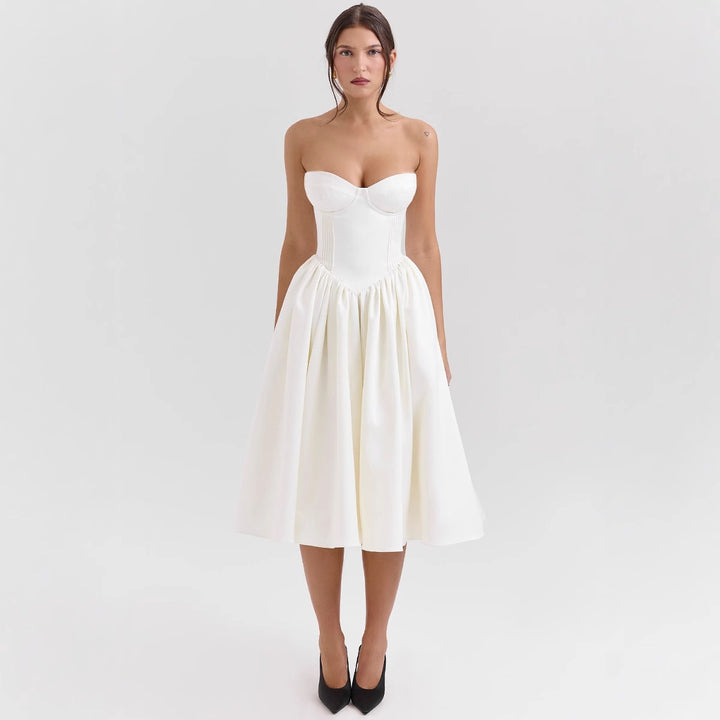 Damen Abendkleid mit strapless Design und voluminösem Rock Drune