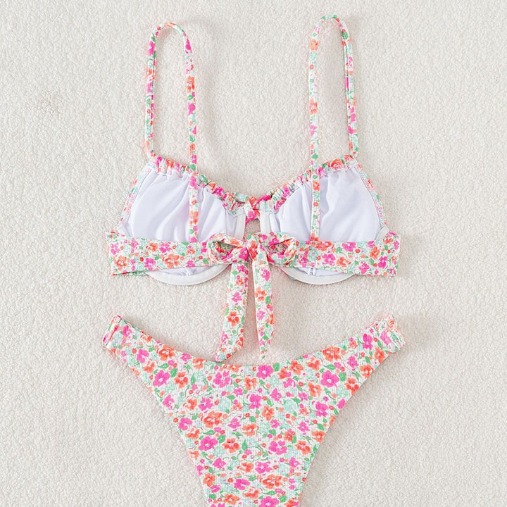 Damen Bikiniset mit modernem Blumenmuster und verstellbaren Trägern Drune