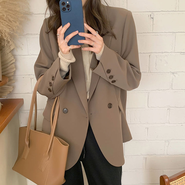 Damen oversize Blazer mit strukturiertem Stoff Drune