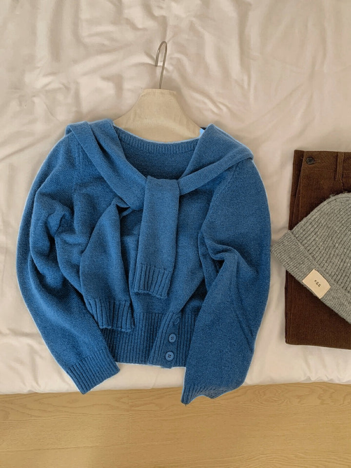 Damen eleganter pullover mit abnehmbarem Kragen Drune
