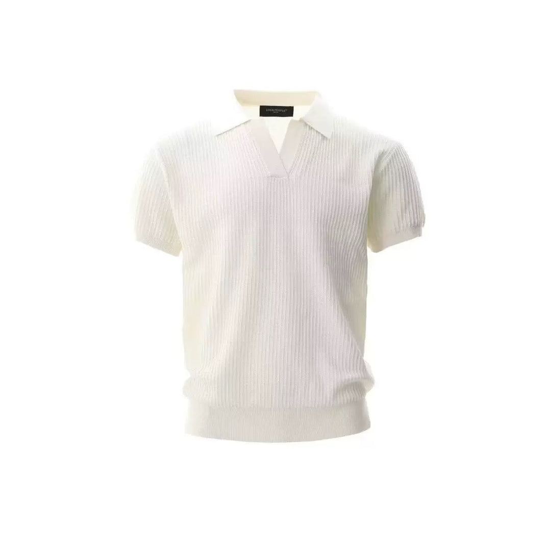 Herren Modisches Strickpoloshirt mit V-Ausschnitt Drune