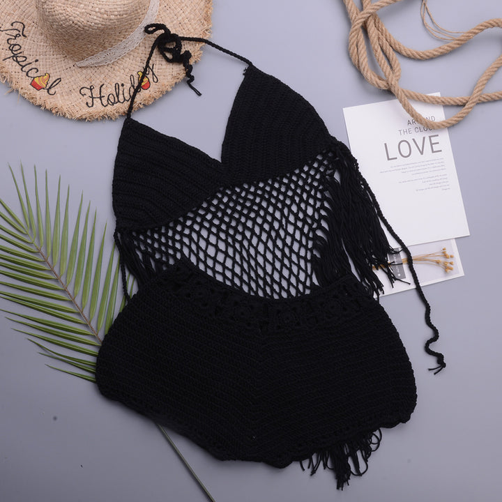 Damen gehäkelter Bikini mit fransigen Details Drune