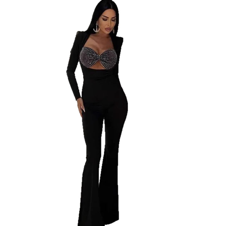 Damen Glamouröses Jumpsuit mit funkelnden Strassdetails und figurbetontem Schnitt Drune