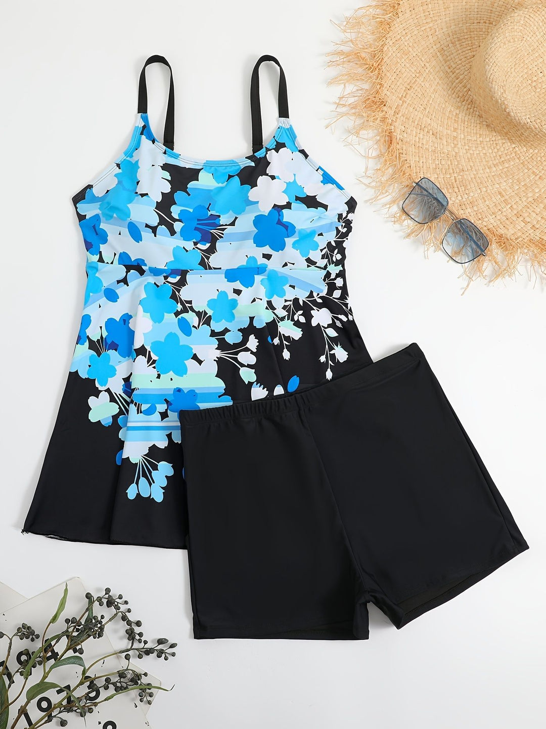 Damen einteiliger Badeanzug mit floralem Design Drune