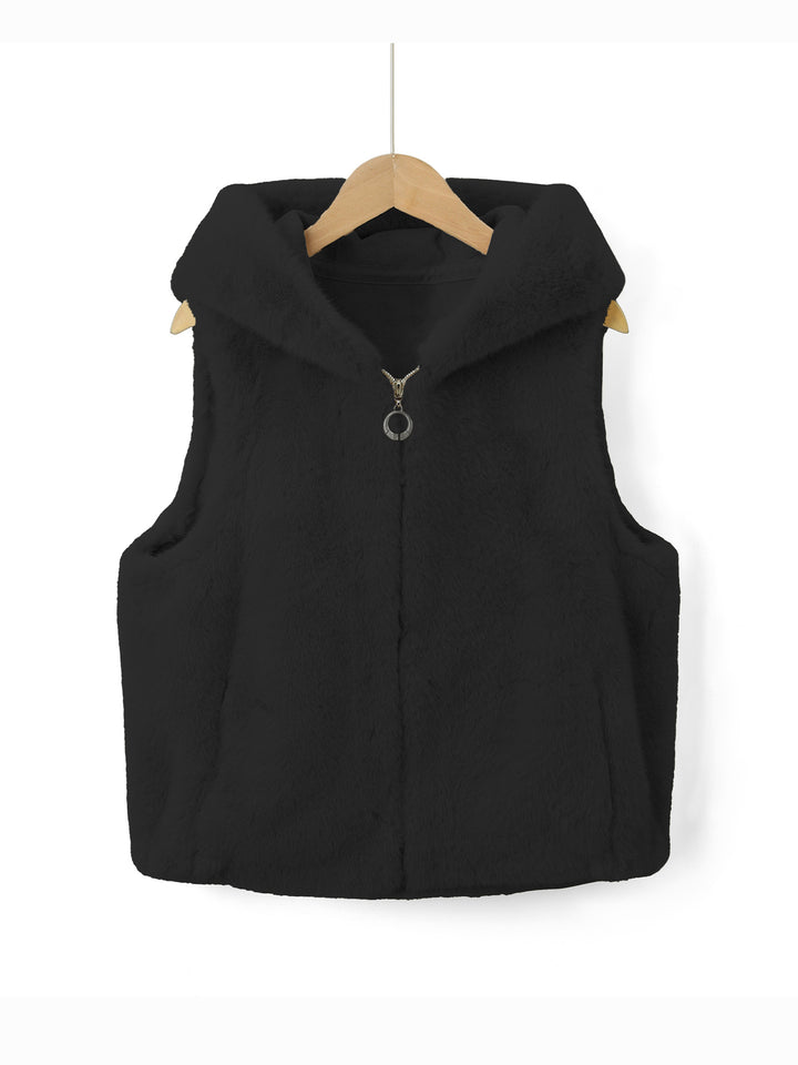 Damen Fleece-Weste mit Kapuze Drune