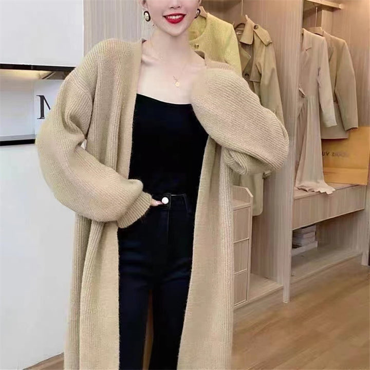 Damen Langärmeliges Strickcardigan mit weichem und voluminösem Material Drune