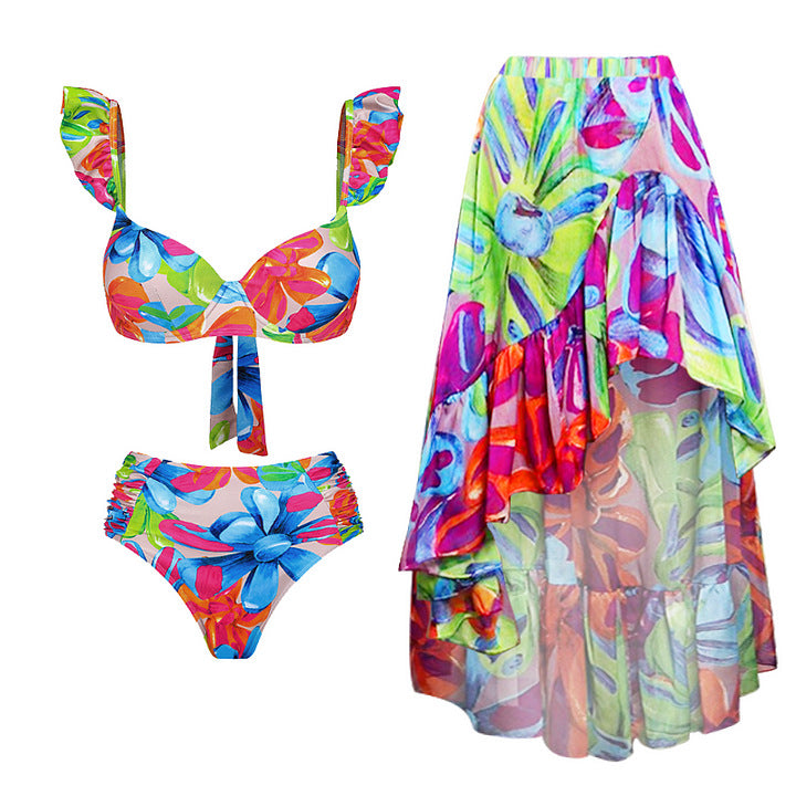 Damen Einteiler Badeanzug mit raffinierten Cut-Out-Details und floralem Design Drune