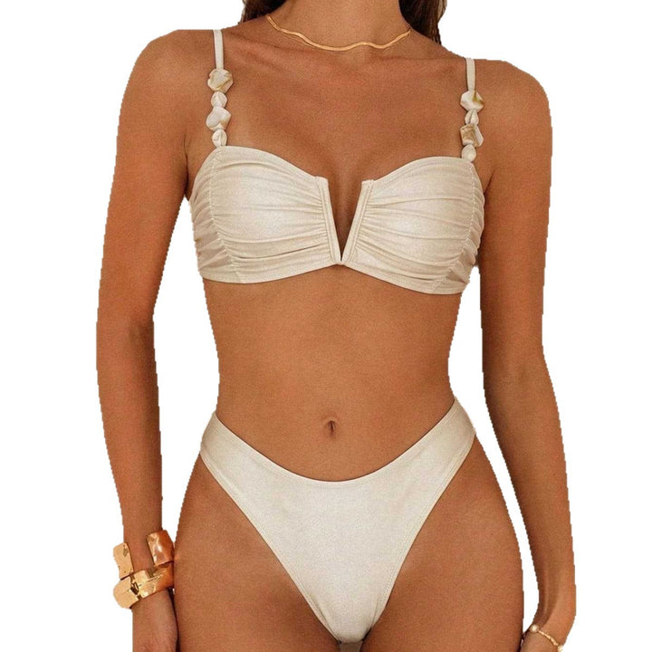 Damen Bikini mit Raffungen und dekorativen Trägern Drune