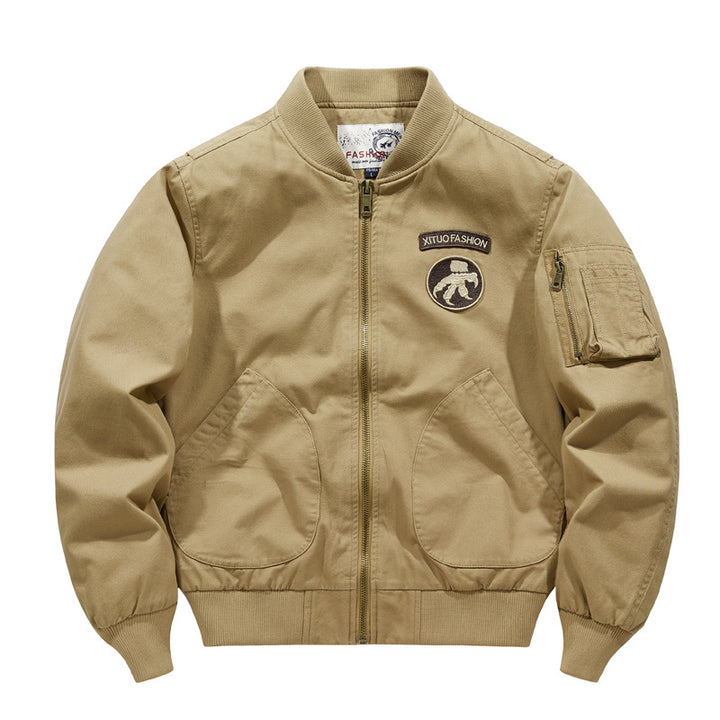 Herren  Baumwoll-Twill Aviator-Stil Bomberjacke mit geschwungenen Handtaschen Drune