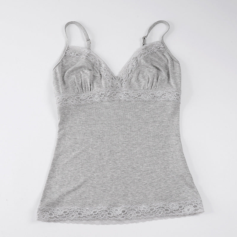 Damen Spitzen Tanktop mit verstellbaren Trägern und luftigem Schnitt Drune