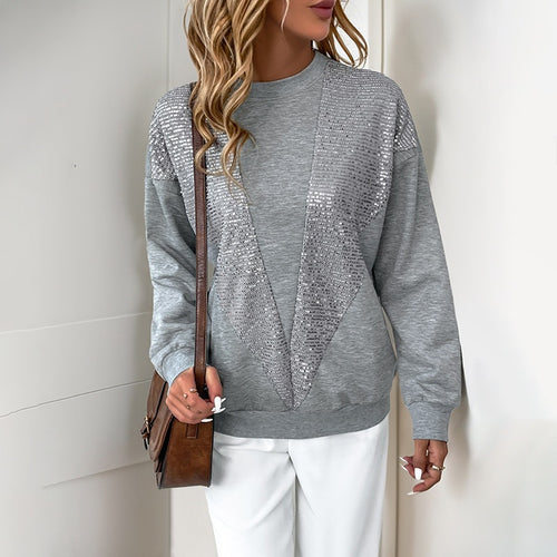 Damen Stylischer Pullover mit Glitzerdetails Drune