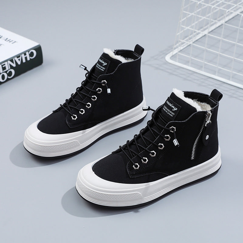 Damen Hohe Sneakers mit kuscheligem Innenfutter und robustem Zipper Drune