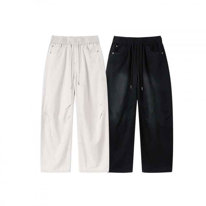 [Damen] Weite Culotte‑Hose mit hohem Elastikbund, Tunnelzug und Eingrifftaschen Drune