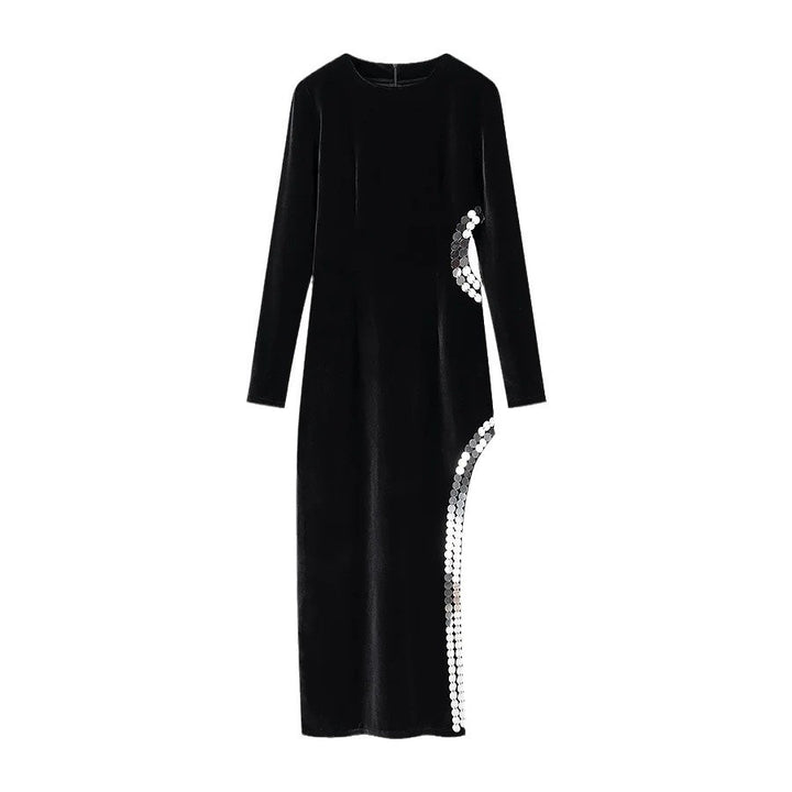 Damen Abendkleid mit asymmetrischem Schnitt und glitzernden Akzenten Drune