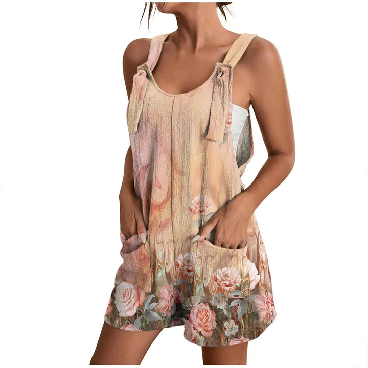 Damen luftiger Overall mit floralen Mustern und praktischen Taschen Drune