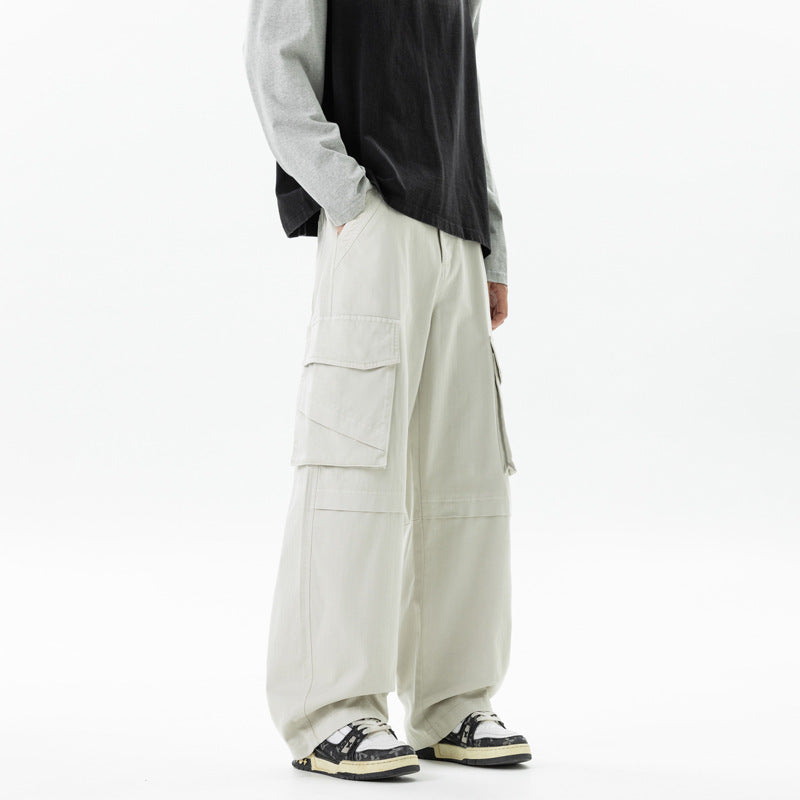 Damen weite Cargo-Hose mit hoher Taille und Multifunktions-Taschen Drune
